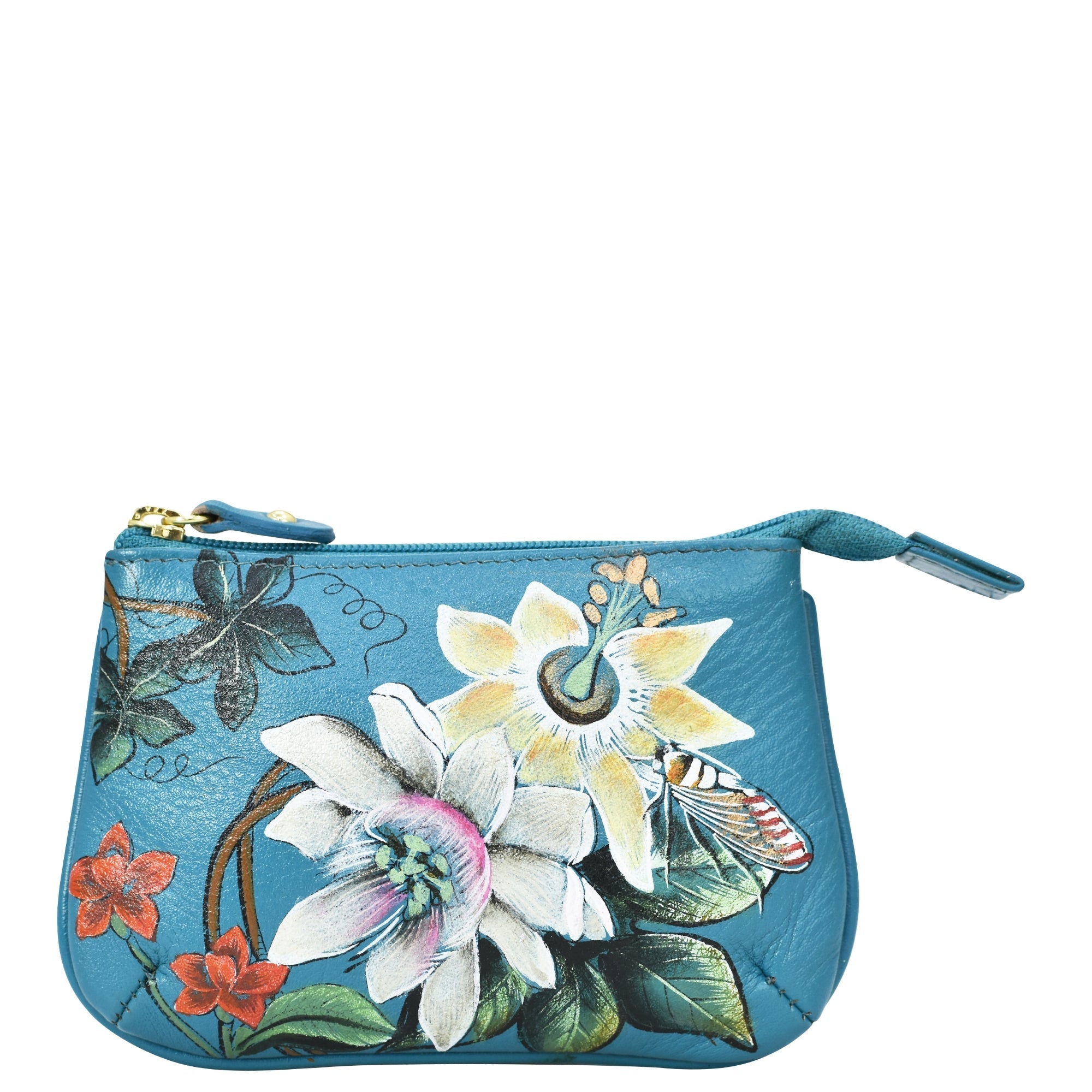 Buy Royal Garden Leather Hand-Painted Medium Zip Pouch 1107