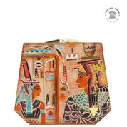 hand painted leather card cases for women in Egyptian art