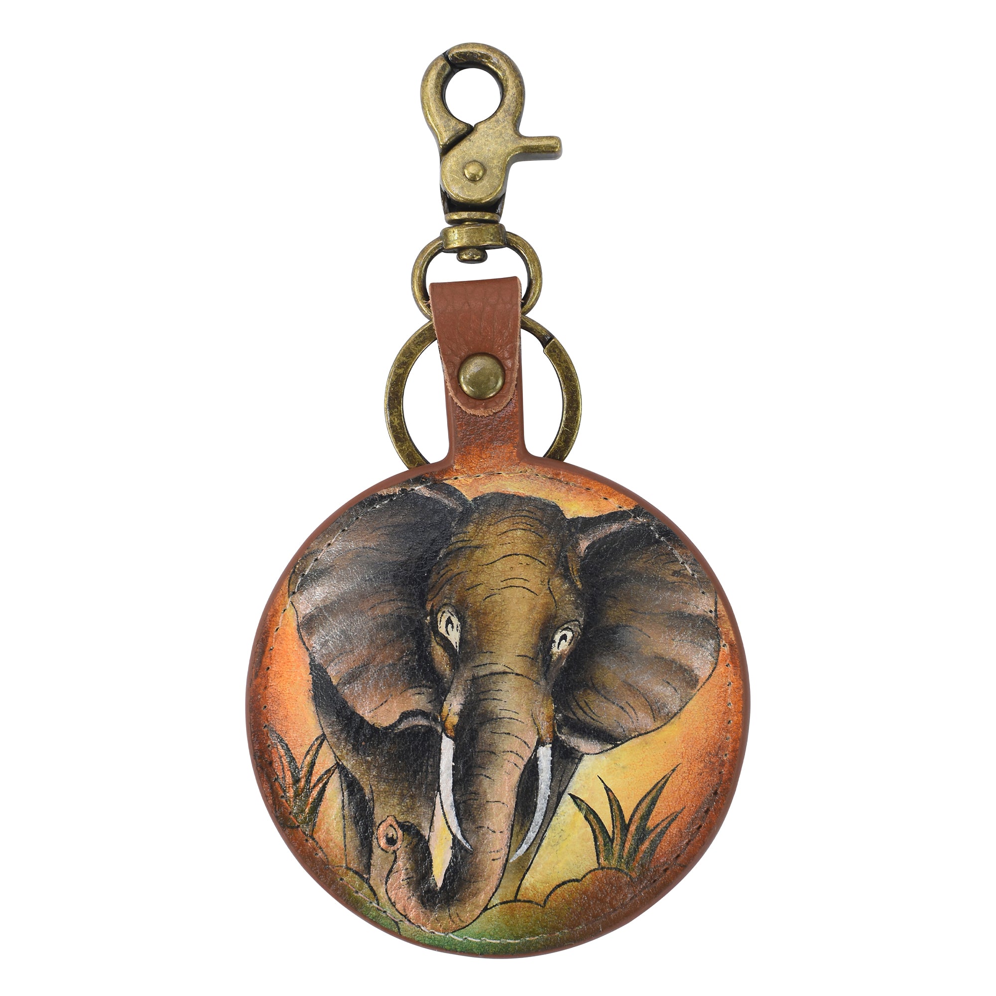 Painted Leather Bag Charm - K0013
