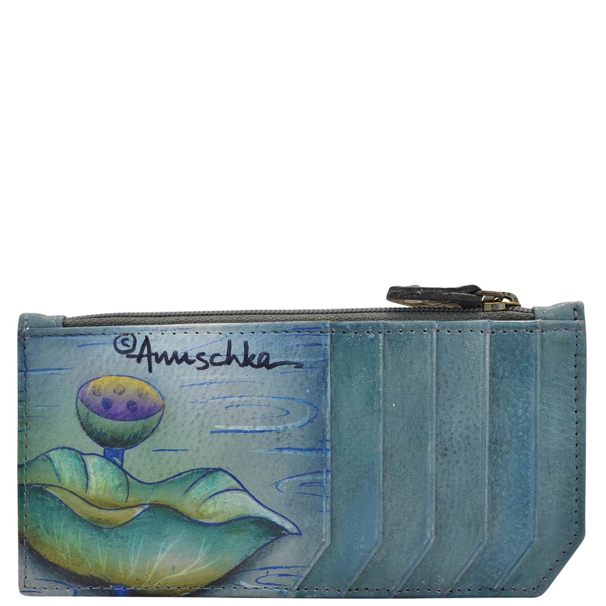 RFID Blocking Card Case with Coin Pouch - 1140| Anuschka Leather India
