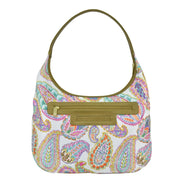 Boho Paisley Fabric with Leather Trim Large Sling Hobo - 12010