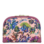 Dragonfly Garden Fabric with Leather Trim Dome Cosmetic Bag - 13002