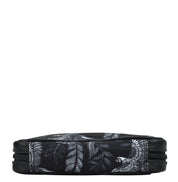 Black toiletry bag with expandable pockets and leaf print design with zipper closure.
Product Name: Anuschka Fabric with Leather Trim Travel Jewelry Organizer - 13003