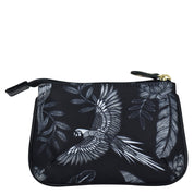 Jungle Macaws Fabric with Leather Trim Zip Travel Pouch - 13008