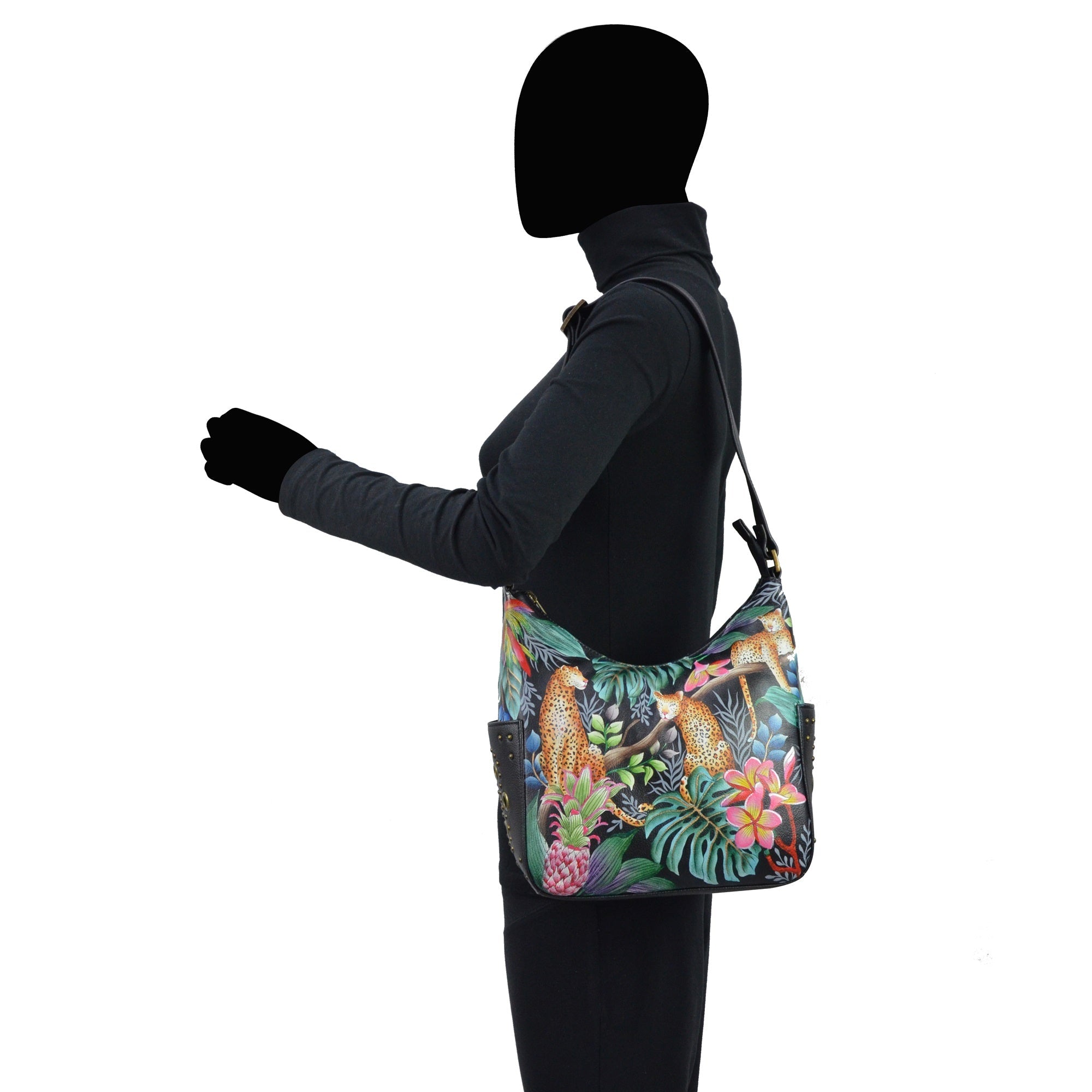 Classic Hobo With Studded Side Pockets - 433| Anuschka Leather India