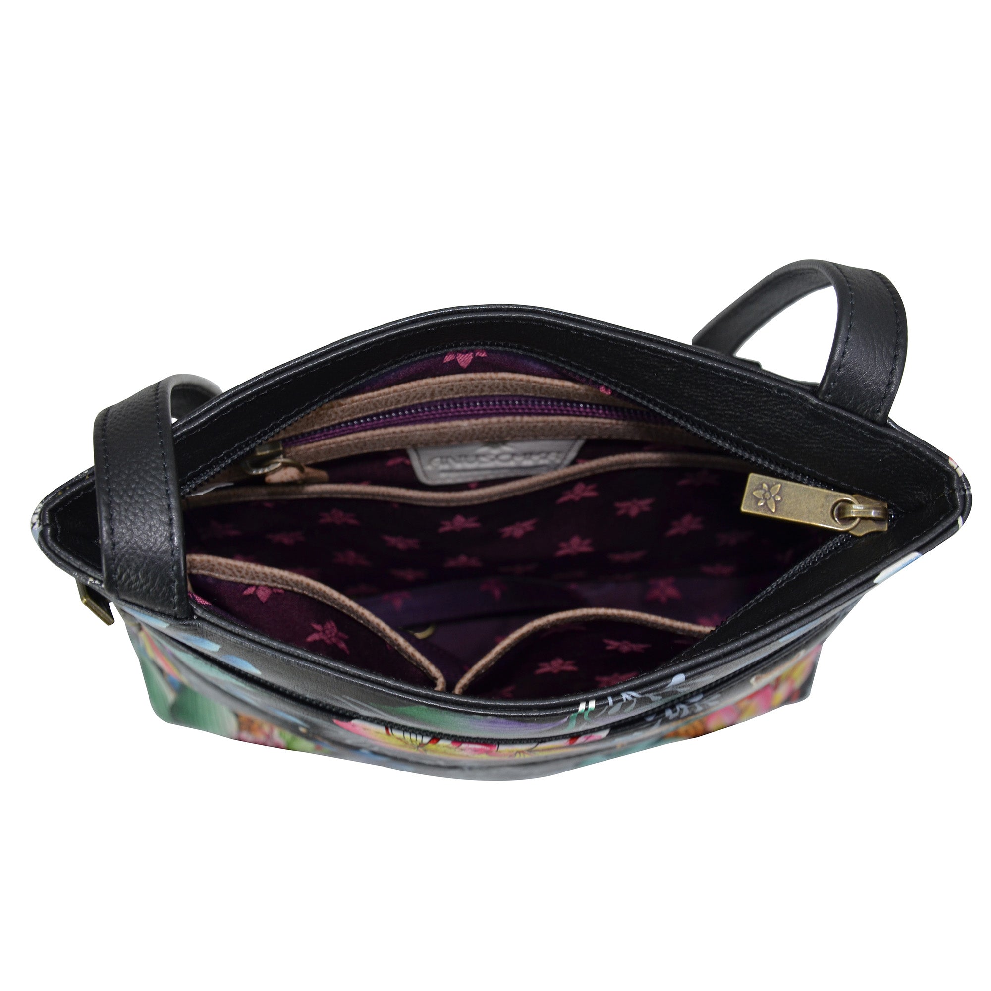 Medium Crossbody With Double Zip Pockets - 447| Anuschka Leather India