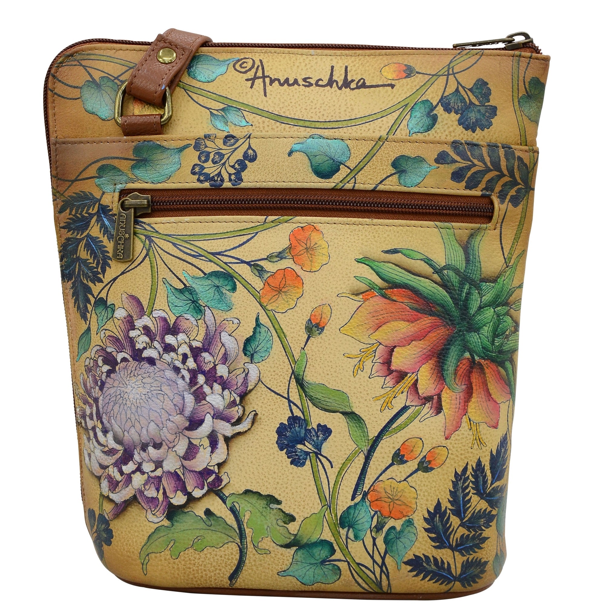 Organizer Crossbody With Extended Side Zipper - 493| Anuschka Leather India