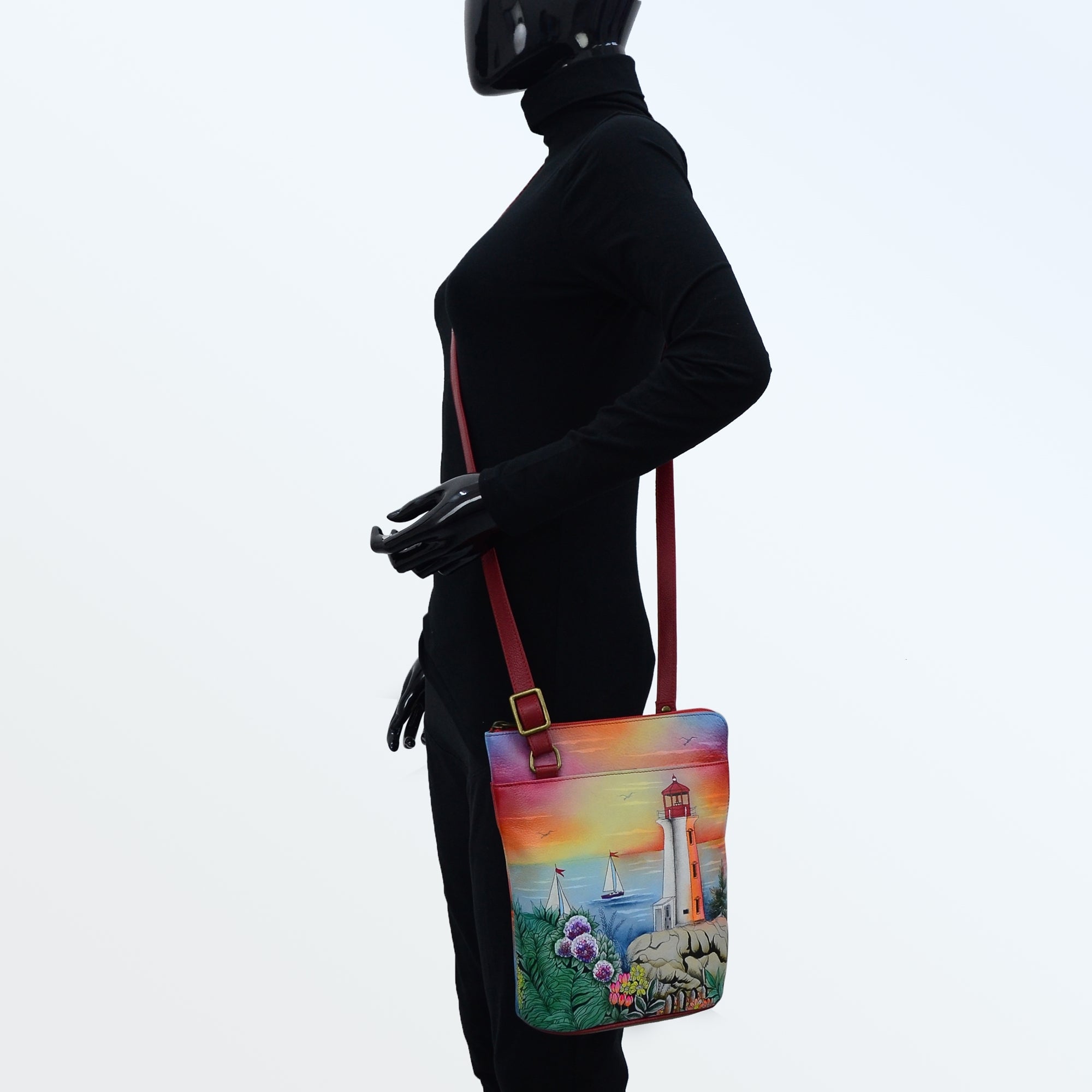 Organizer Crossbody With Extended Side Zipper - 493| Anuschka Leather India