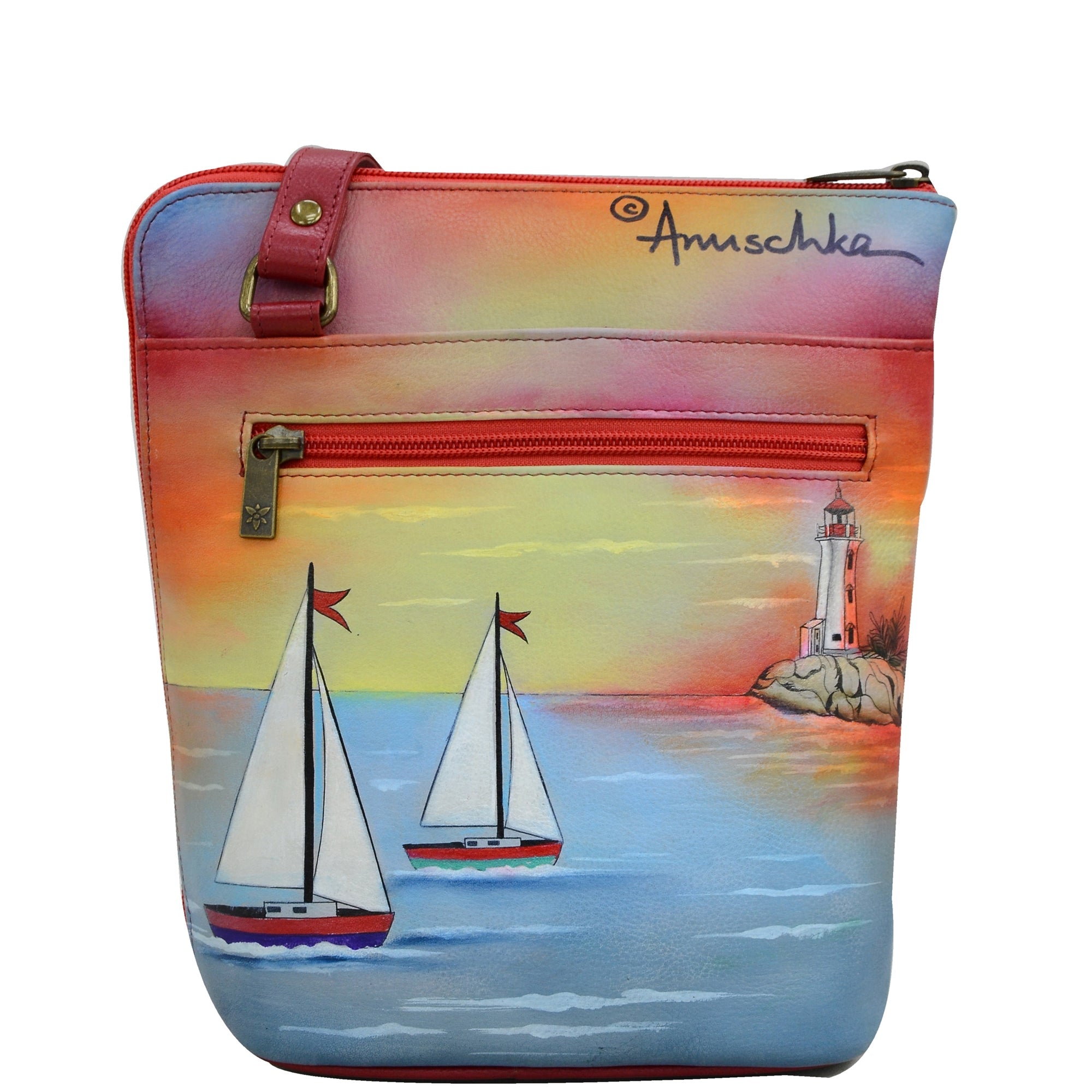 Organizer Crossbody With Extended Side Zipper - 493| Anuschka Leather India