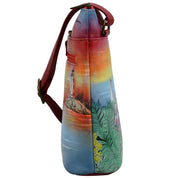 Organizer Crossbody With Extended Side Zipper - 493| Anuschka Leather India