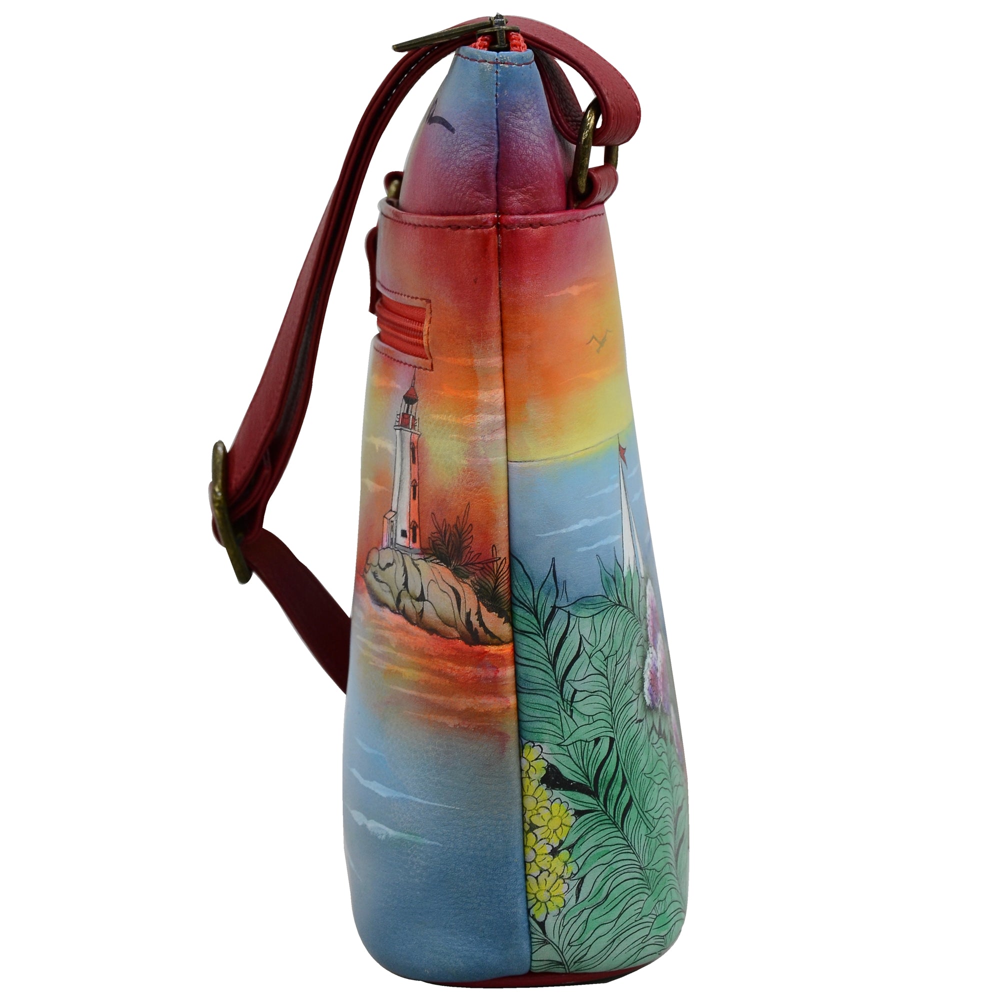 Organizer Crossbody With Extended Side Zipper - 493| Anuschka Leather India
