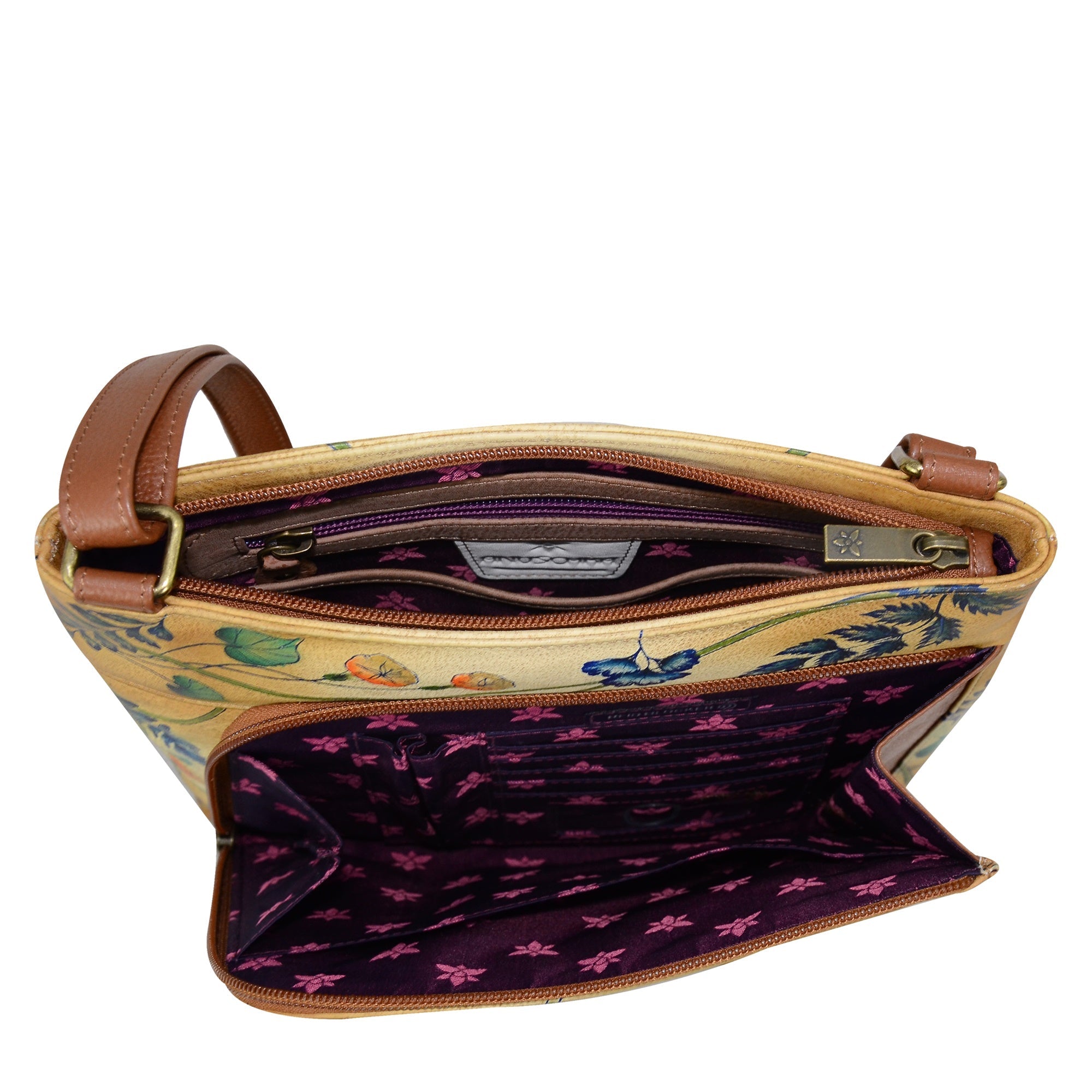 Crossbody With Front Zip Organizer - 651| Anuschka Leather India