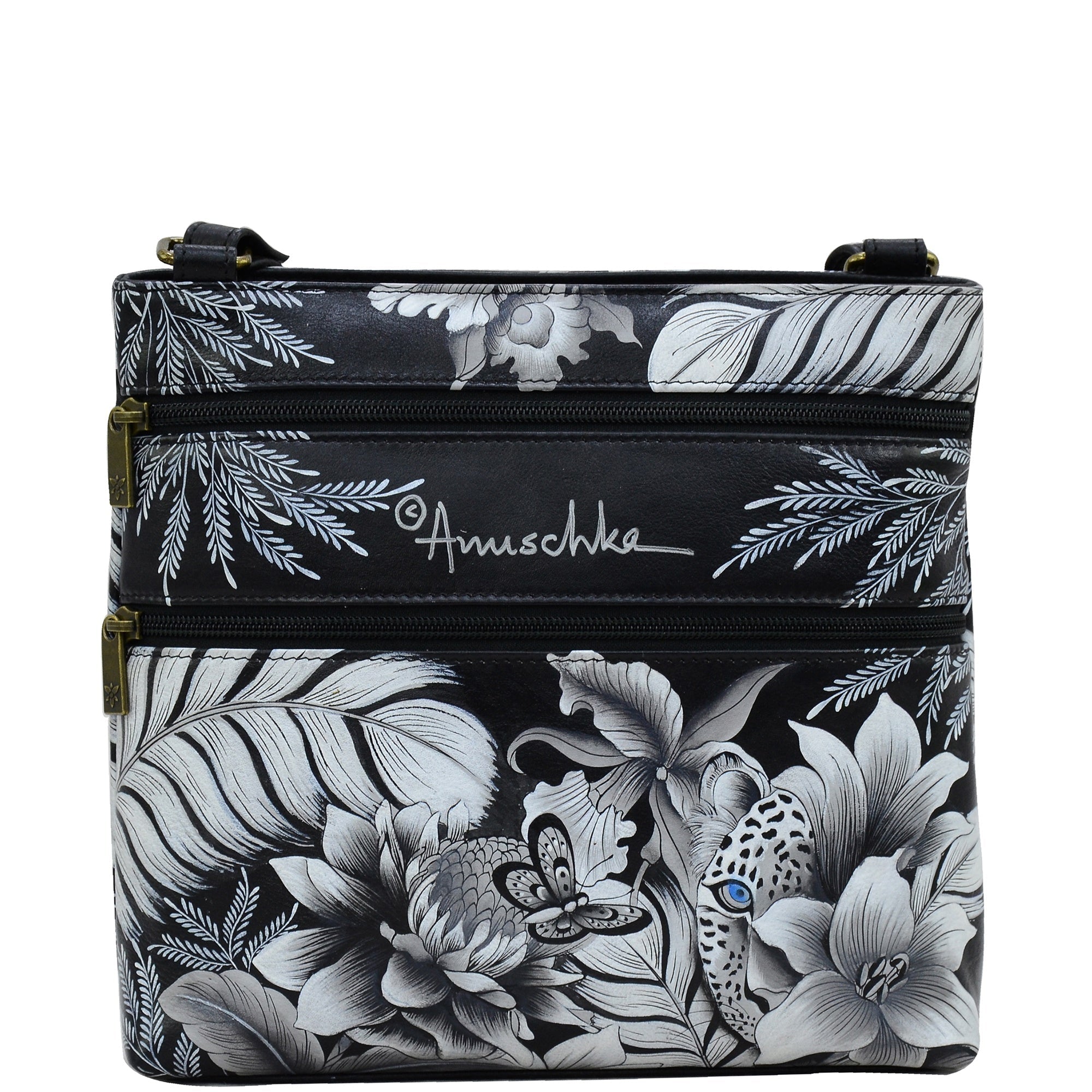 Crossbody With Front Zip Organizer - 651| Anuschka Leather India