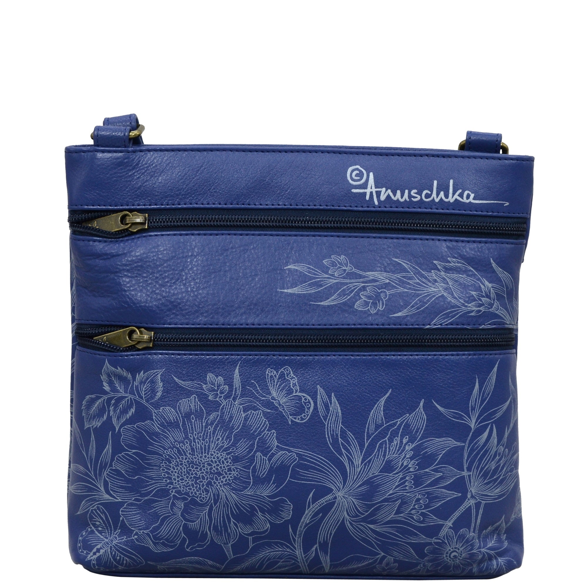 Crossbody With Front Zip Organizer - 651| Anuschka Leather India
