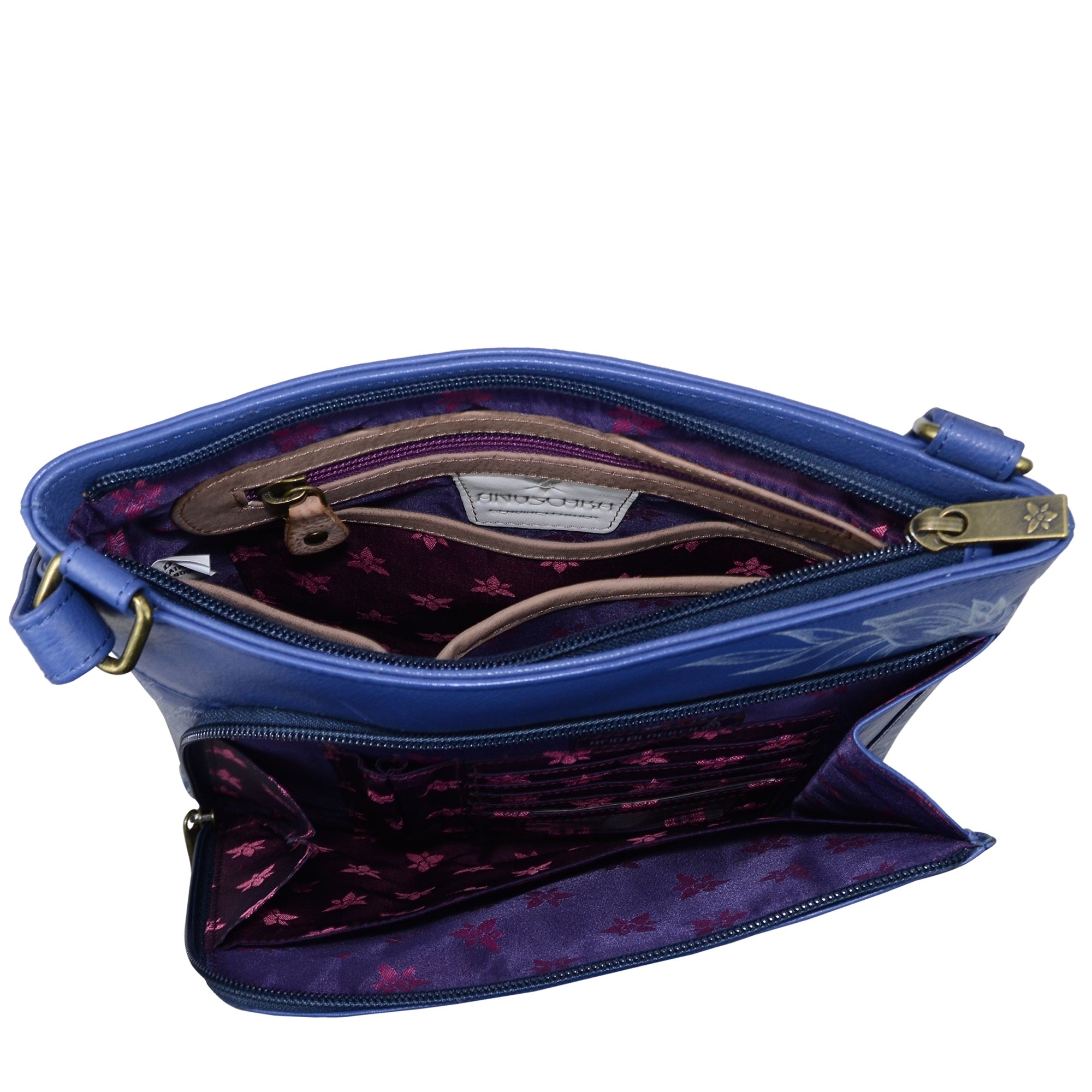 Crossbody With Front Zip Organizer - 651| Anuschka Leather India