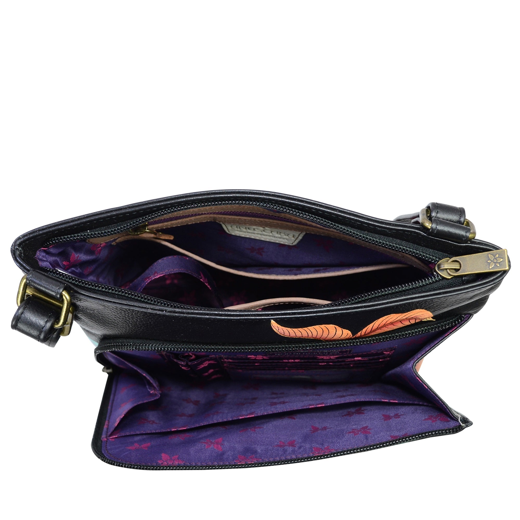 Crossbody With Front Zip Organizer - 651| Anuschka Leather India