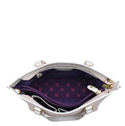 Open Anuschka Medium Tote - 693 showing empty interior with a zippered pocket and patterned lining.