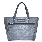 Croco Embossed Silver/Grey Medium Tote - 693