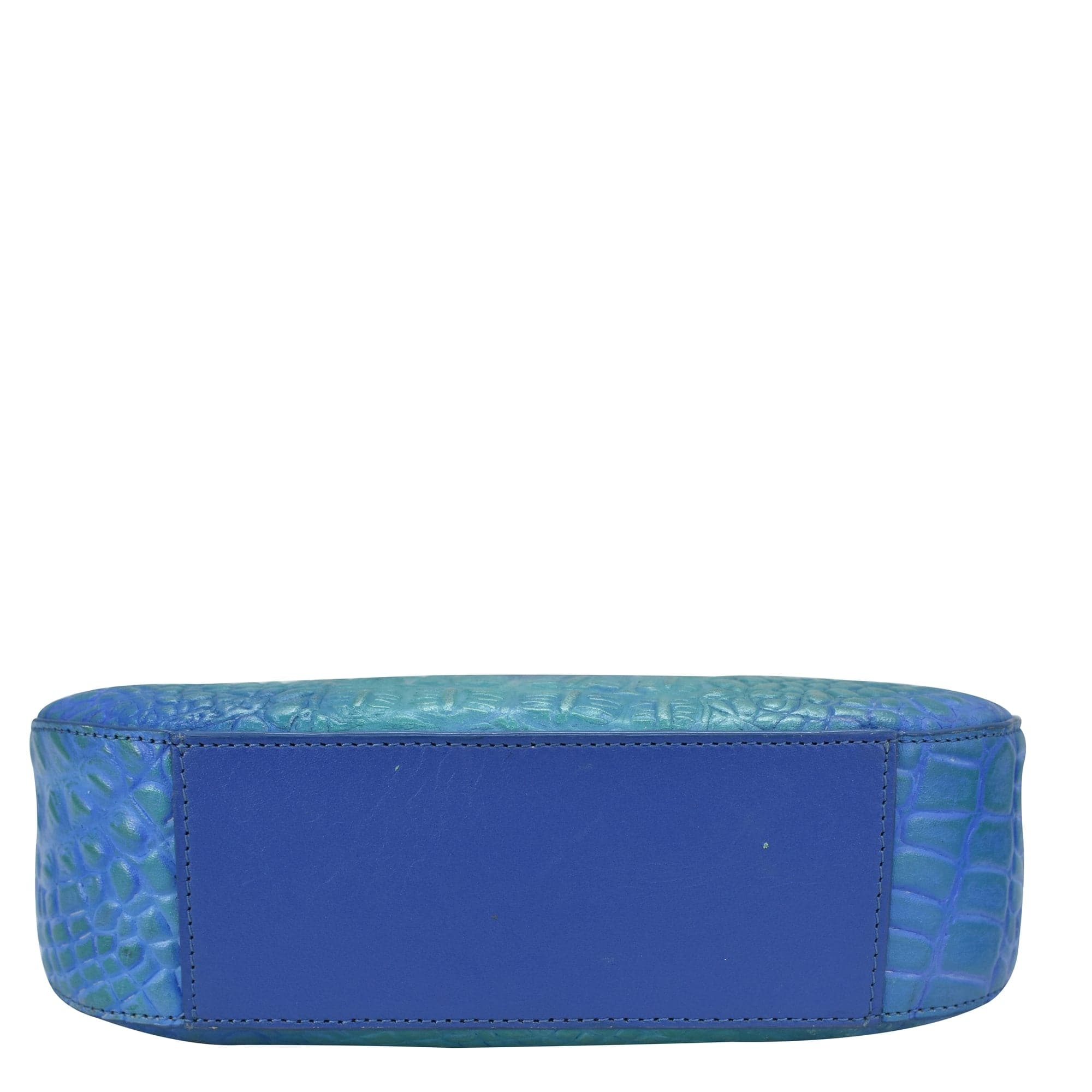 Blue rectangular Small Convertible Hobo - 701 shoulder bag with a textured lid by Anuschka.