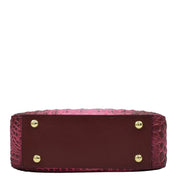 A red textured Twin Top Messenger - 704 purse with gold-tone studs and an adjustable strap on a white background by Anuschka.