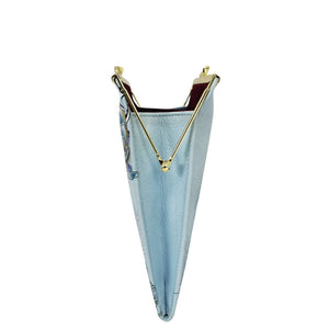 Blue Double Eyeglass Case - 1009-shaped genuine leather handbag with a gold chain strap by Anuschka.