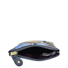 Load image into Gallery viewer, Open Anuschka Coin Pouch - 1031 wristlet with an abstract leopard design and a zipper on a white background.
