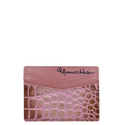 Croc Embossed Blush Gold Credit Card Case - 1032