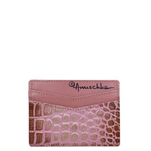 Load image into Gallery viewer, Croc Embossed Blush Gold Credit Card Case - 1032
