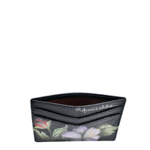Load image into Gallery viewer, A genuine leather credit card case - 1032 with a floral-patterned, hand-painted artwork against a white background by Anuschka.
