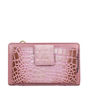 Croc Embossed Blush Gold Organizer Wallet Crossbody - 1149