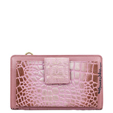 Load image into Gallery viewer, Croc Embossed Blush Gold Organizer Wallet Crossbody - 1149
