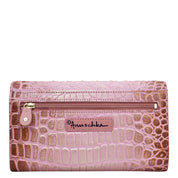 Croc Embossed Blush Gold Three Fold Wallet - 1150