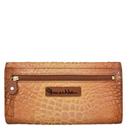 Croc Embossed Caramel Three Fold Wallet - 1150