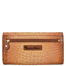 Load image into Gallery viewer, Croc Embossed Caramel Three Fold Wallet - 1150
