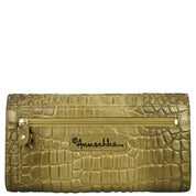 Croc Embossed Desert Gold Three Fold Wallet - 1150