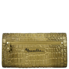 Load image into Gallery viewer, Croc Embossed Desert Gold Three Fold Wallet - 1150
