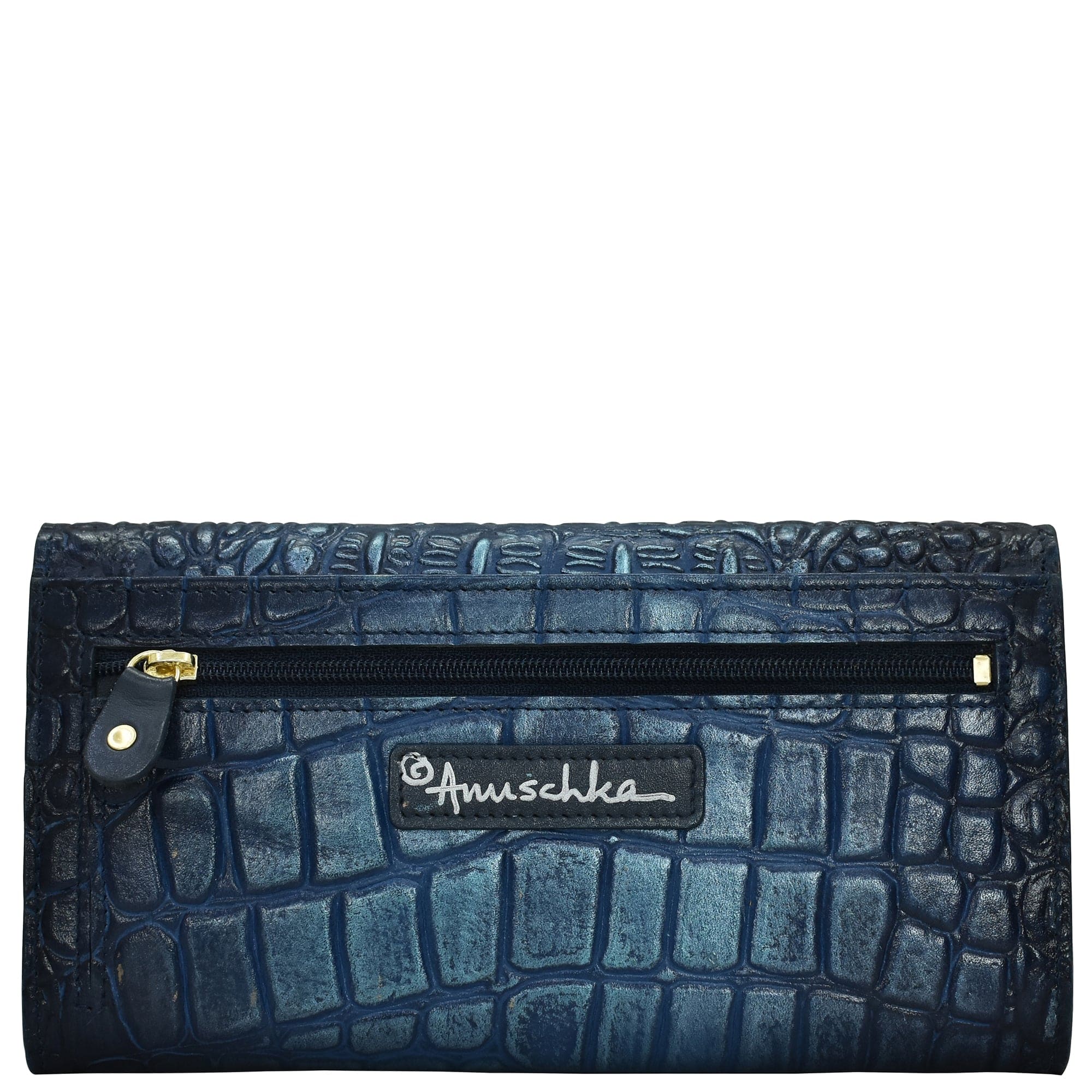 Croc Embossed Sapphire Three Fold Wallet - 1150