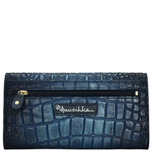 Load image into Gallery viewer, Croc Embossed Sapphire Three Fold Wallet - 1150
