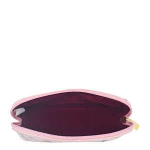 Open Anuschka Medium Zip-Around Eyeglass/Cosmetic Pouch - 1163 with empty interior against a white background.