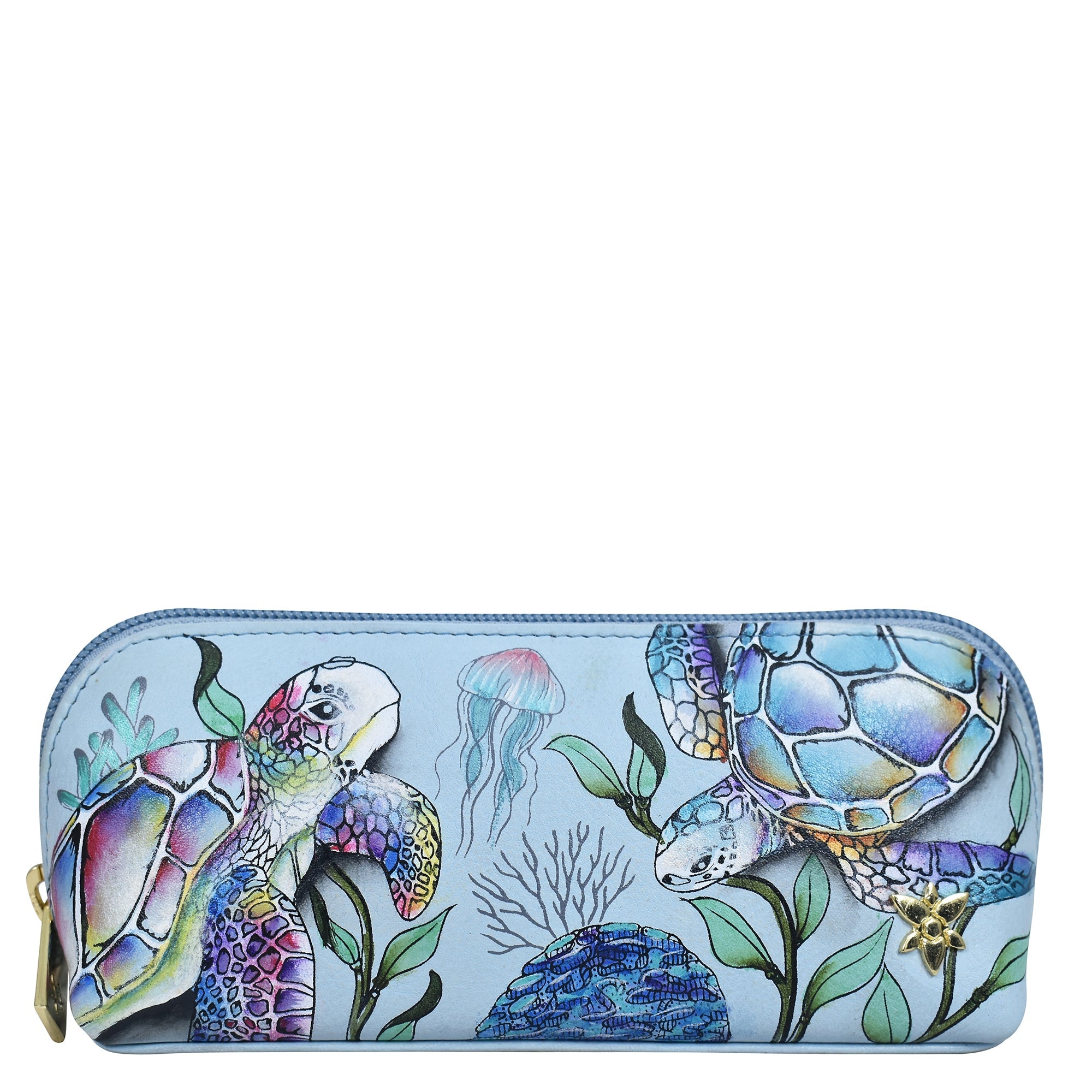 Cosmetic Pouch - 1163 with a sea turtle and marine life design by Anuschka.