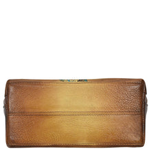 Load image into Gallery viewer, Brown leather Large Cosmetic Pouch - 1164 on a white background by Anuschka.
