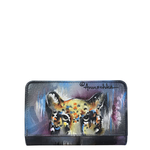 Abstract Leopard Two-Fold Small Organizer Wallet - 1166