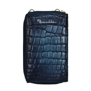 Croc Embossed Sapphire Crossbody Phone Case - 1173