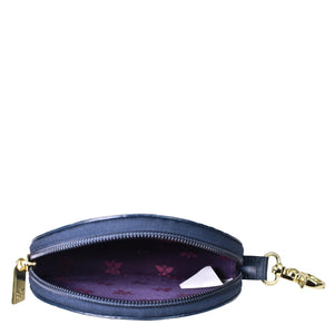 Croc Embossed Sapphire Round Coin Purse - 1175
