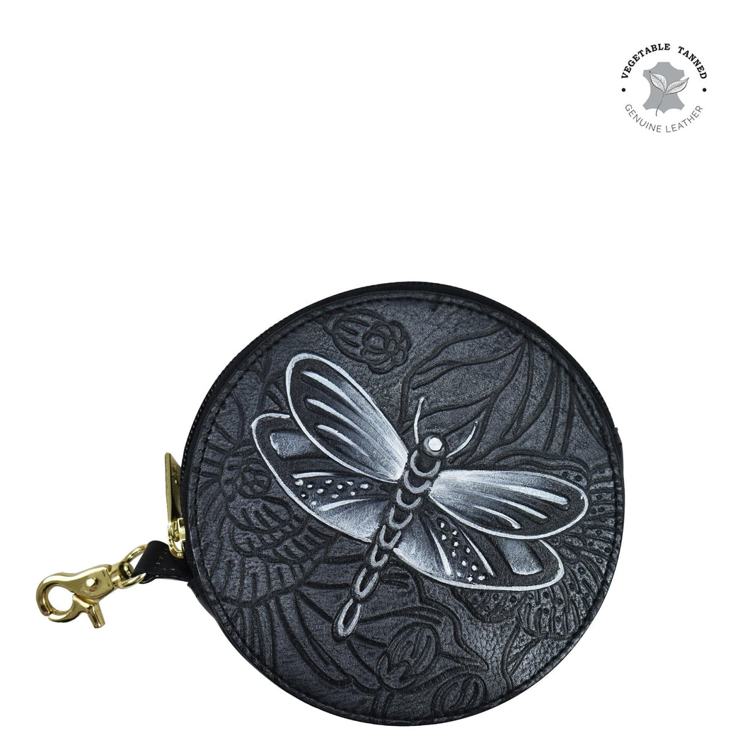 Tooled Dragonfly Meadow Pewter​ Round Coin Purse - 1175