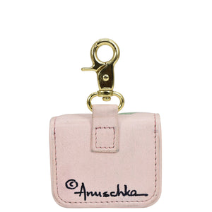 A floral and butterfly print genuine leather Airpod Pro Case - 1179 keychain wallet with a gold-toned clasp by Anuschka.