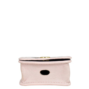 Pink leather Anuschka Airpod Pro Case - 1179 isolated on a white background.