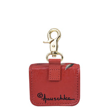 Load image into Gallery viewer, Floral-patterned red genuine leather Anuschka Airpod Pro case with a gold-colored clasp.
