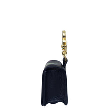 Load image into Gallery viewer, Black leather Anuschka Airpod Pro Case - 1179 with a metal clasp against a white background.
