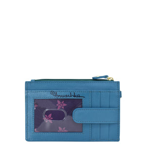 Anuschka's multicolored leather Card Holder with Wristlet - 1180 features embossed texture, gold-tone hardware, and RFID protection.